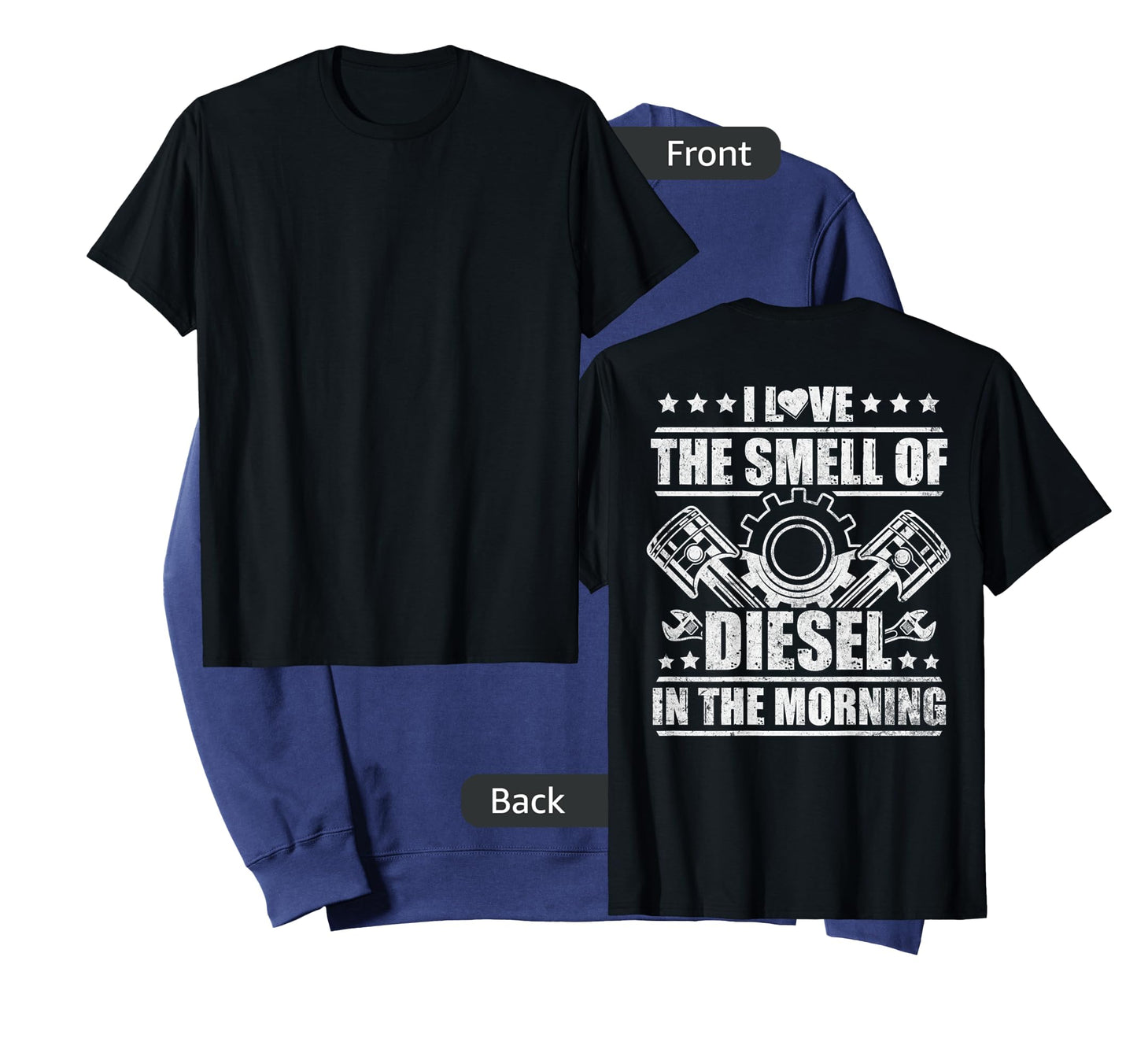 Truck Driver Novelty Diesel Flue Trucker Design On Back T-Shirt