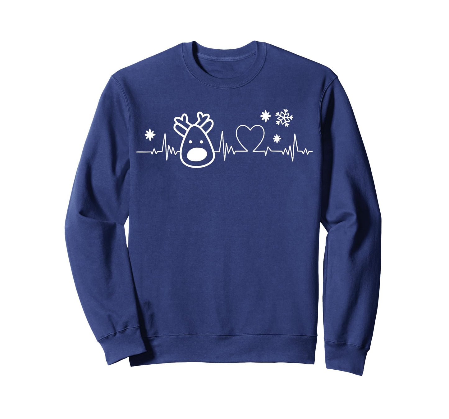 Christmas Heartbeat Heart EKG Nurse Reindeer Snowflake Xmas T-Shirt