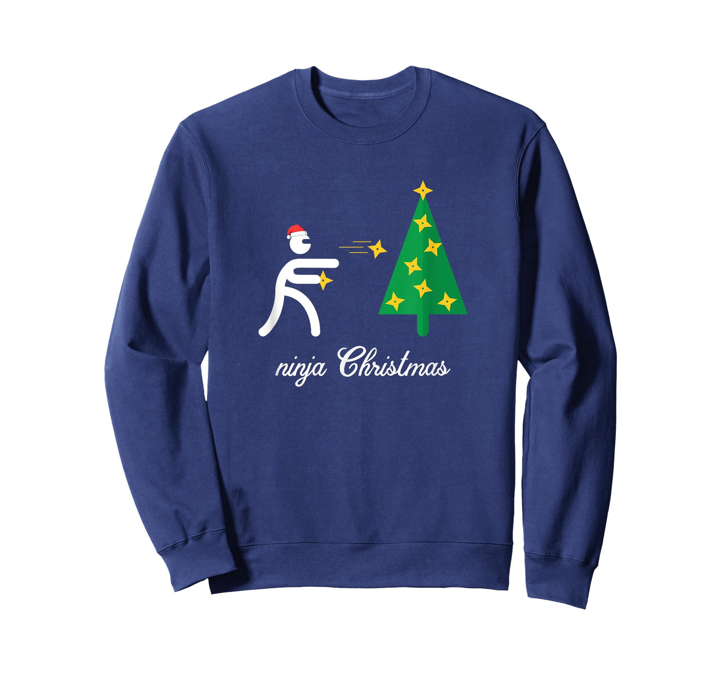 Ninja Christmas Tree Throwing Stars T-Shirt
