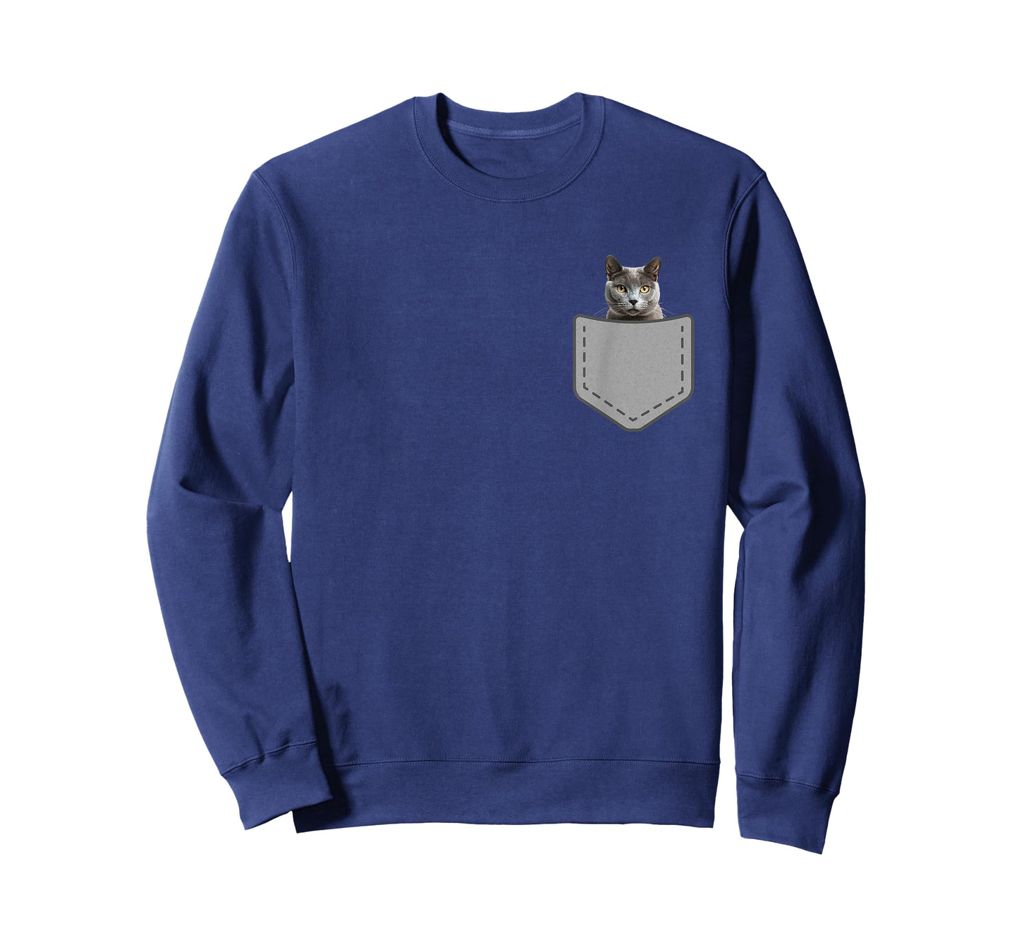 Funny Russian Blue Cat In Your Pocket T-Shirt for Men Women Girls Kids