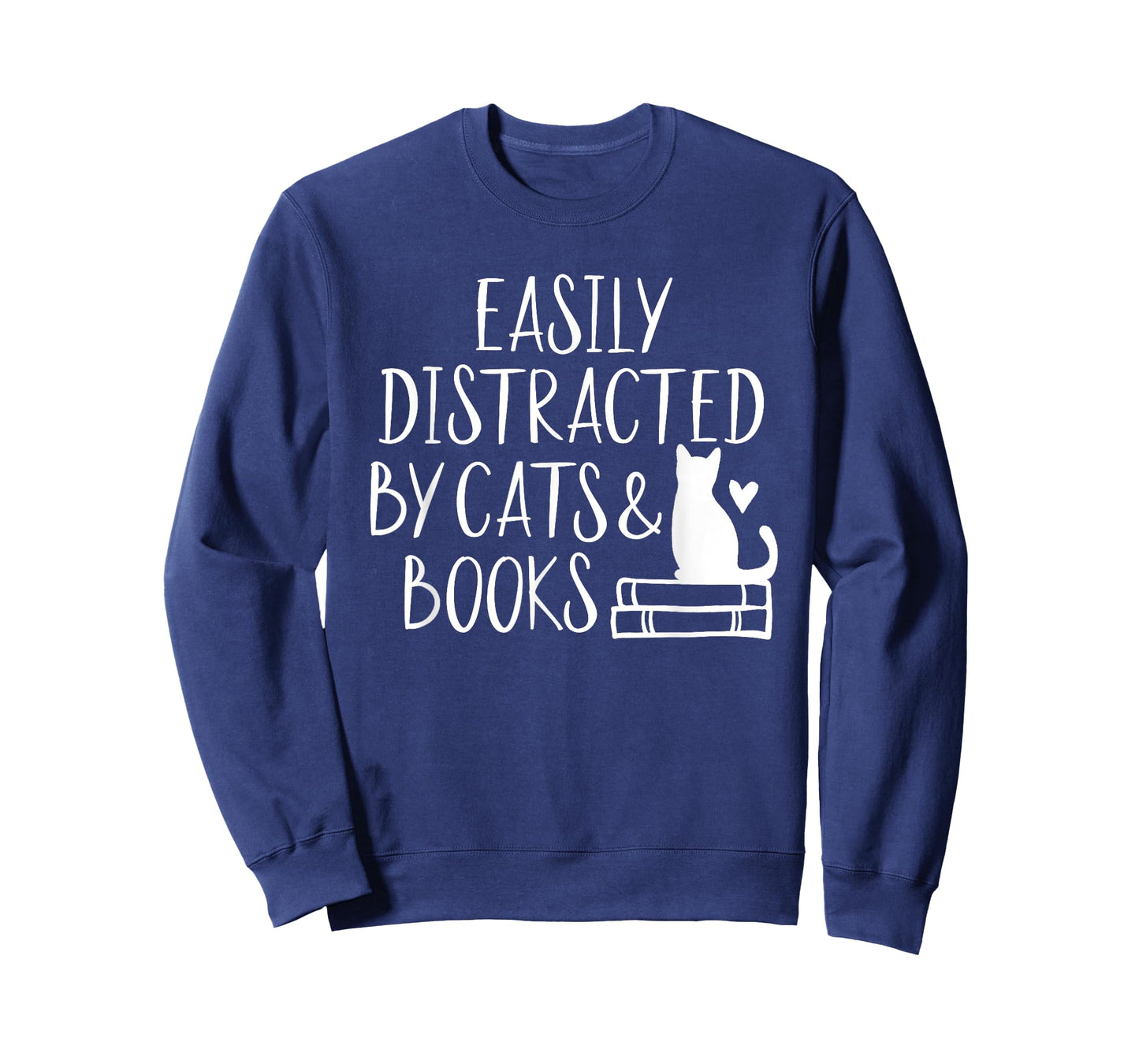Easily Distracted by Cats and Books - Cute Book Lover T-Shirt Small