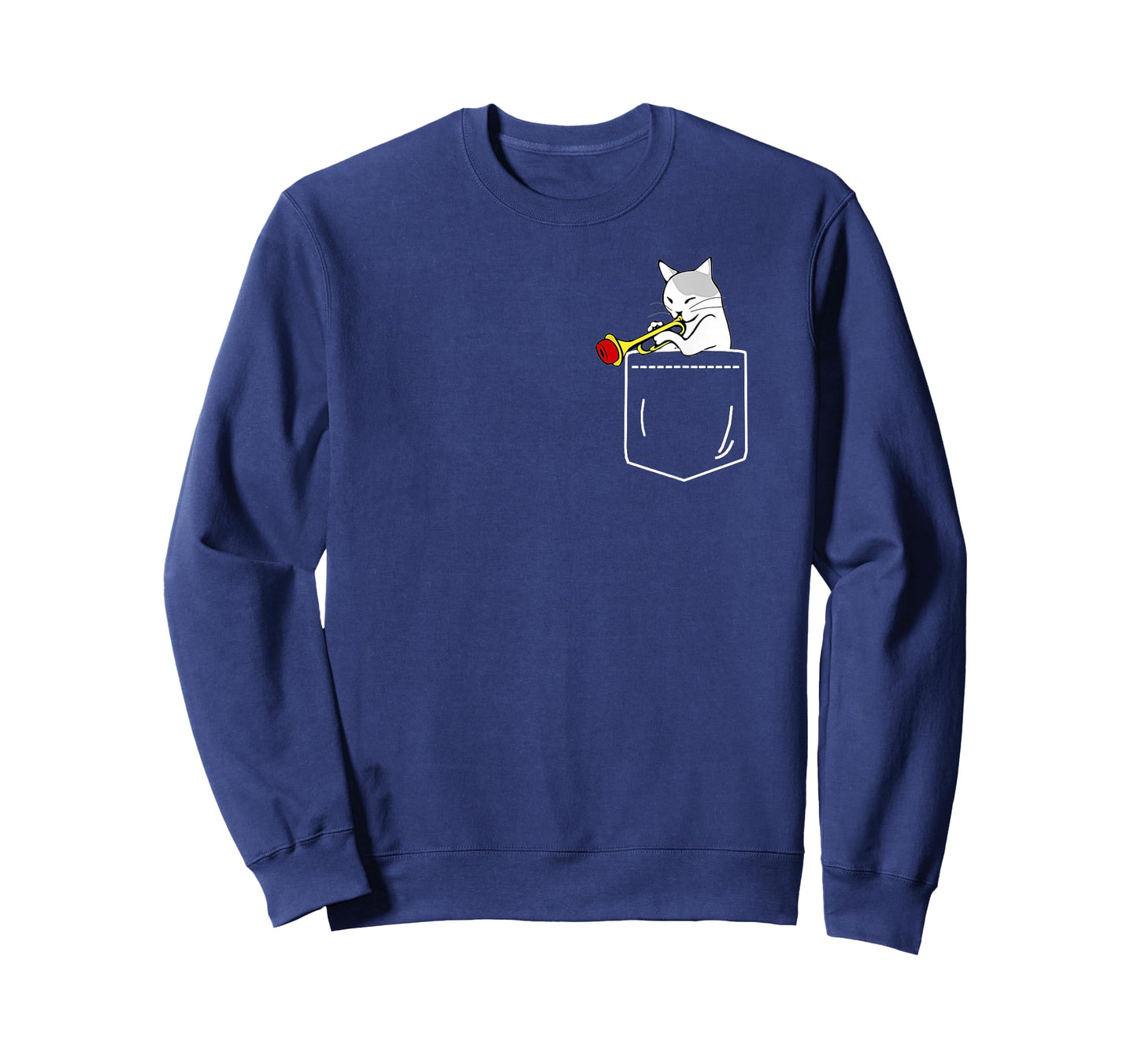 Cat Playing Trumpet in Pocket T-Shirt Jazz Lover Shirt T-Shirt