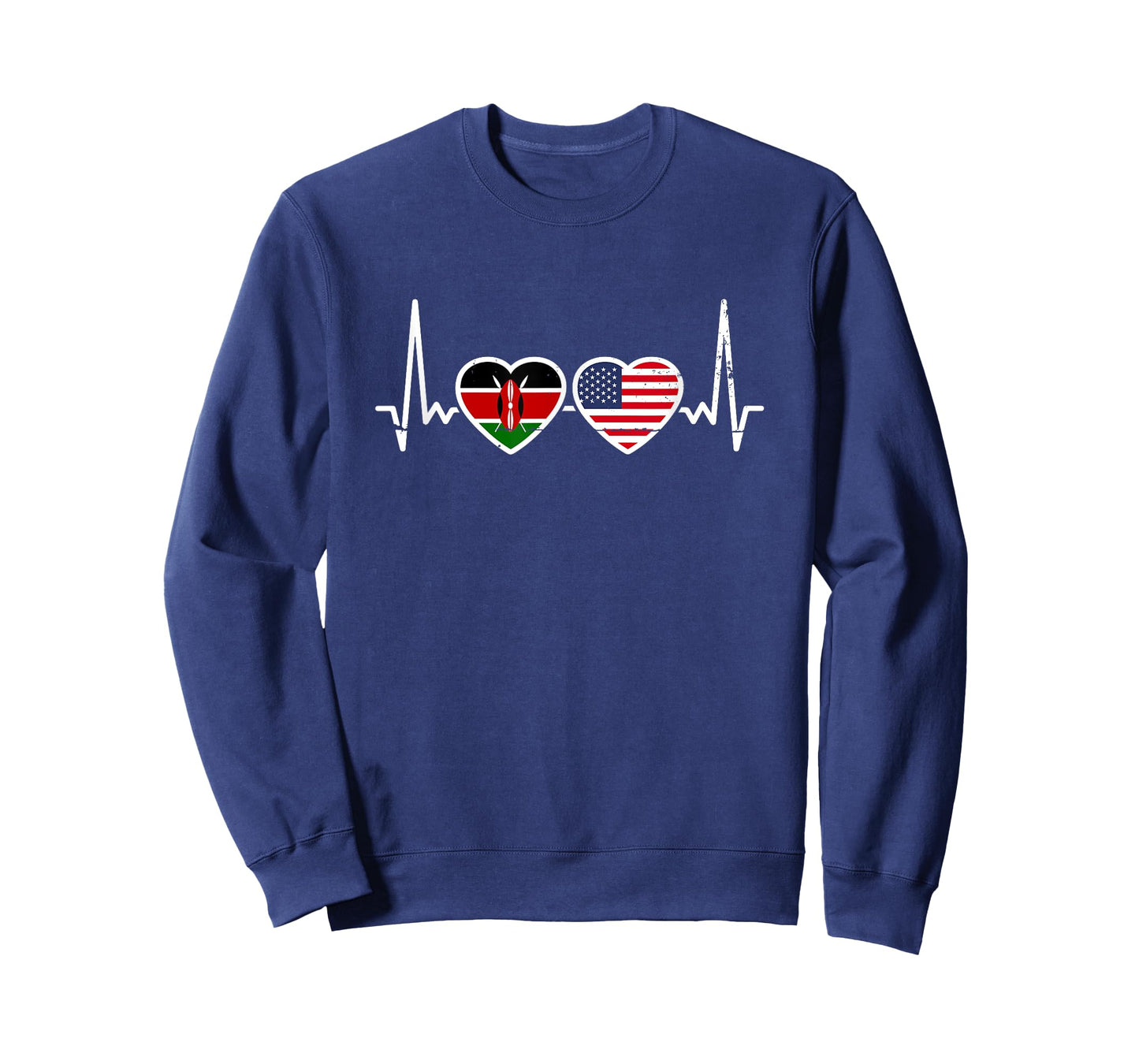 Kenya USA Vintage Heartbeat Flag American Kenyan T-Shirt