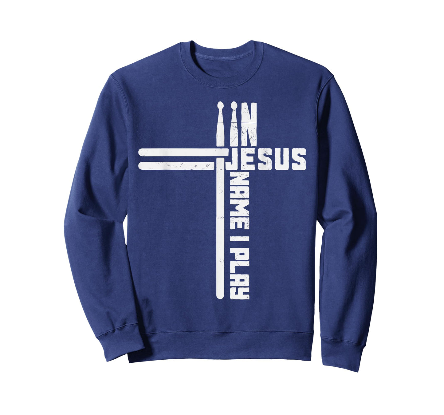 Drummer Vintage Cross Drumsticks In Jesus Name I Play Drum T-Shirt, Small, Black
