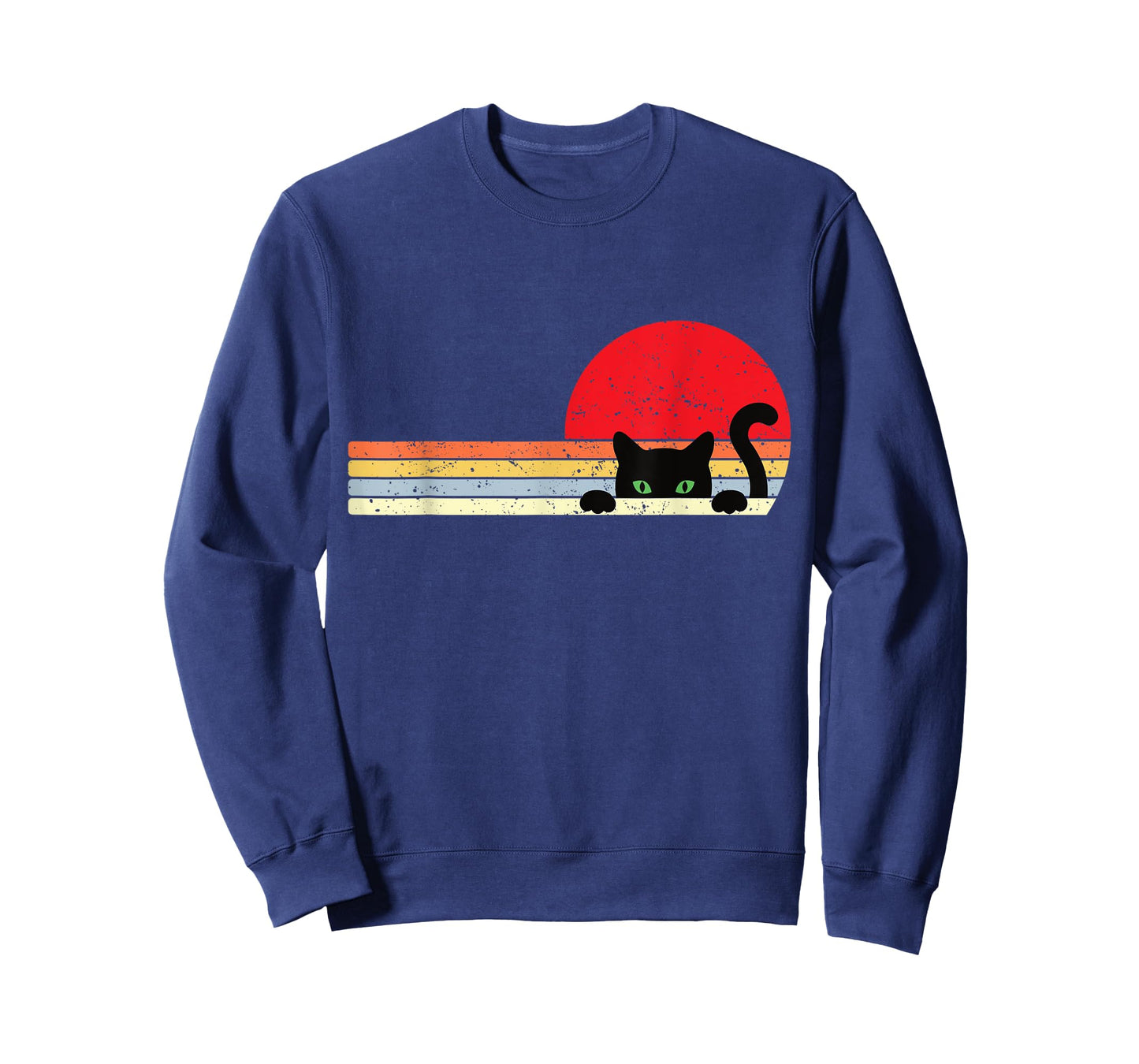 Vintage Sunset Black Cat Funny Peek a Boo T-Shirt for Men Women Kids