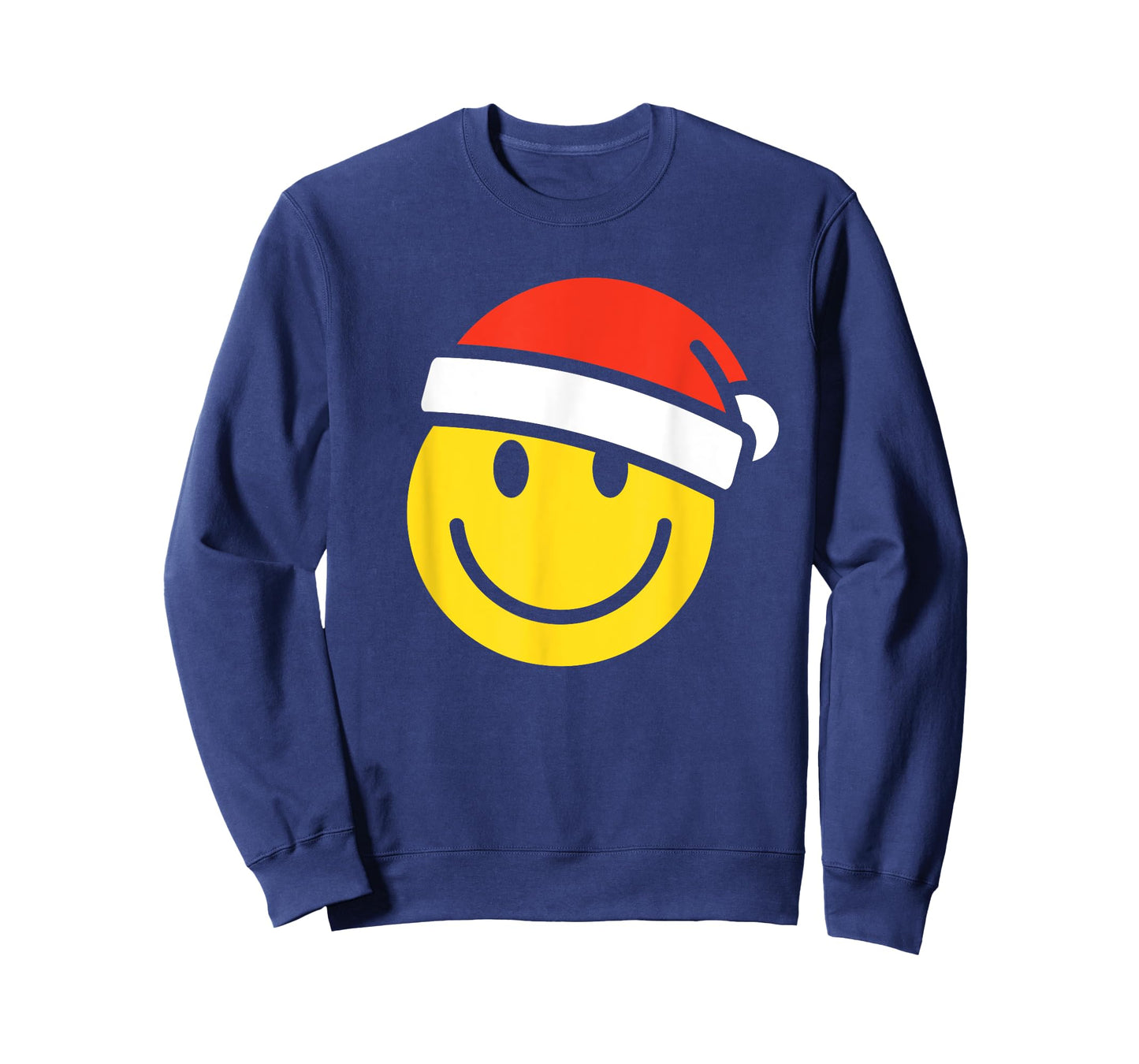 Yellow Smile Face Christmas Shirt Santa Hat Xmas Happy Face T-Shirt