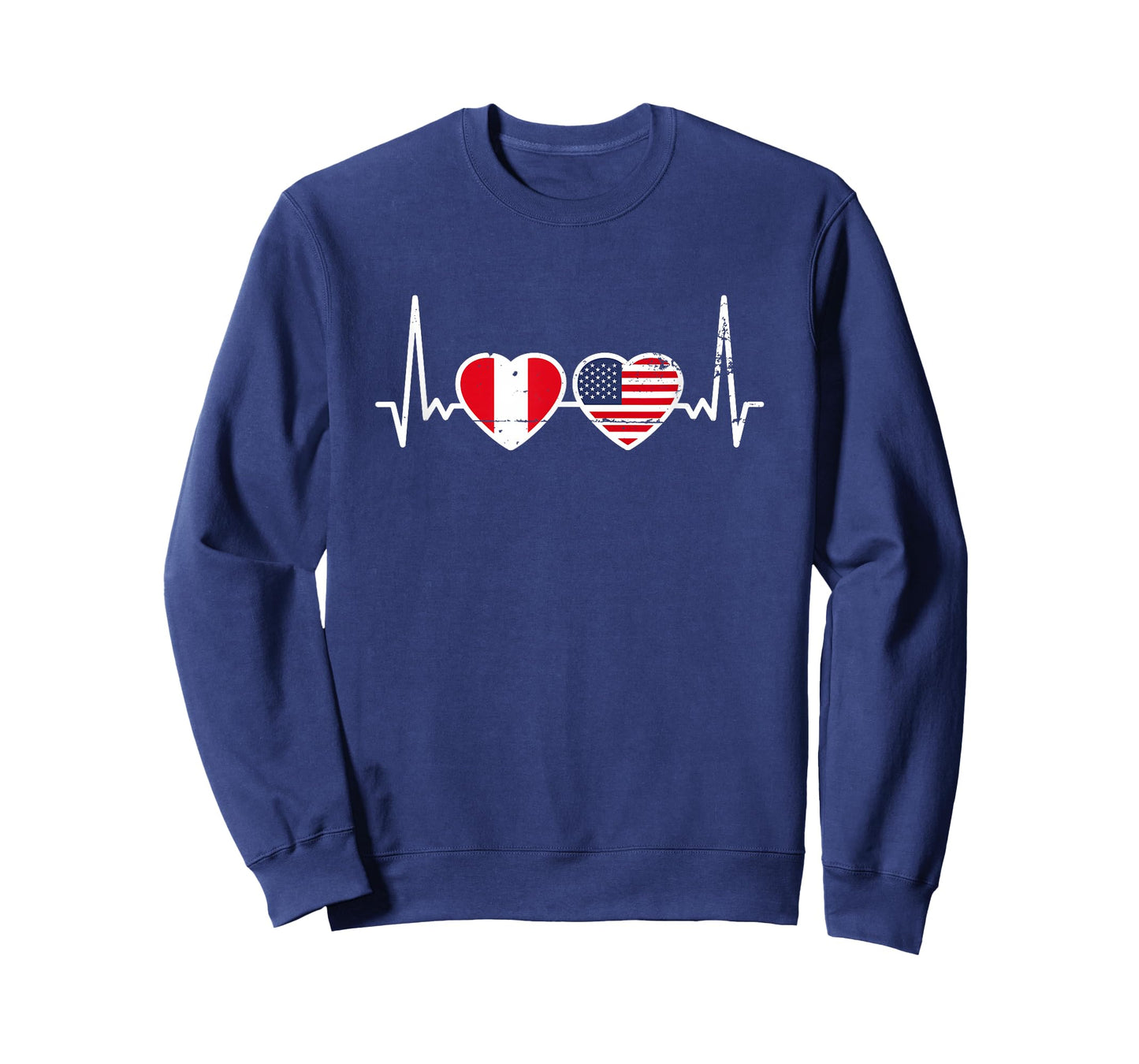 Peru USA Vintage Heartbeat Flag American Peruvian T-Shirt