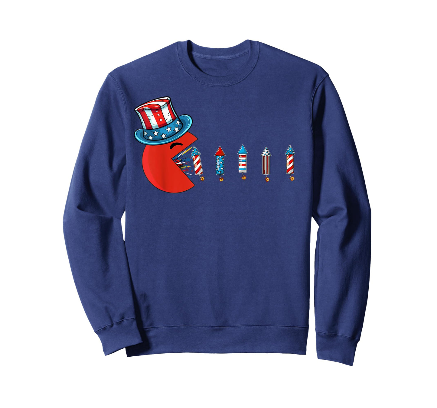 Patriotic Hat Eating Firecrackers USA Flag Funny 4th of July T-Shirt