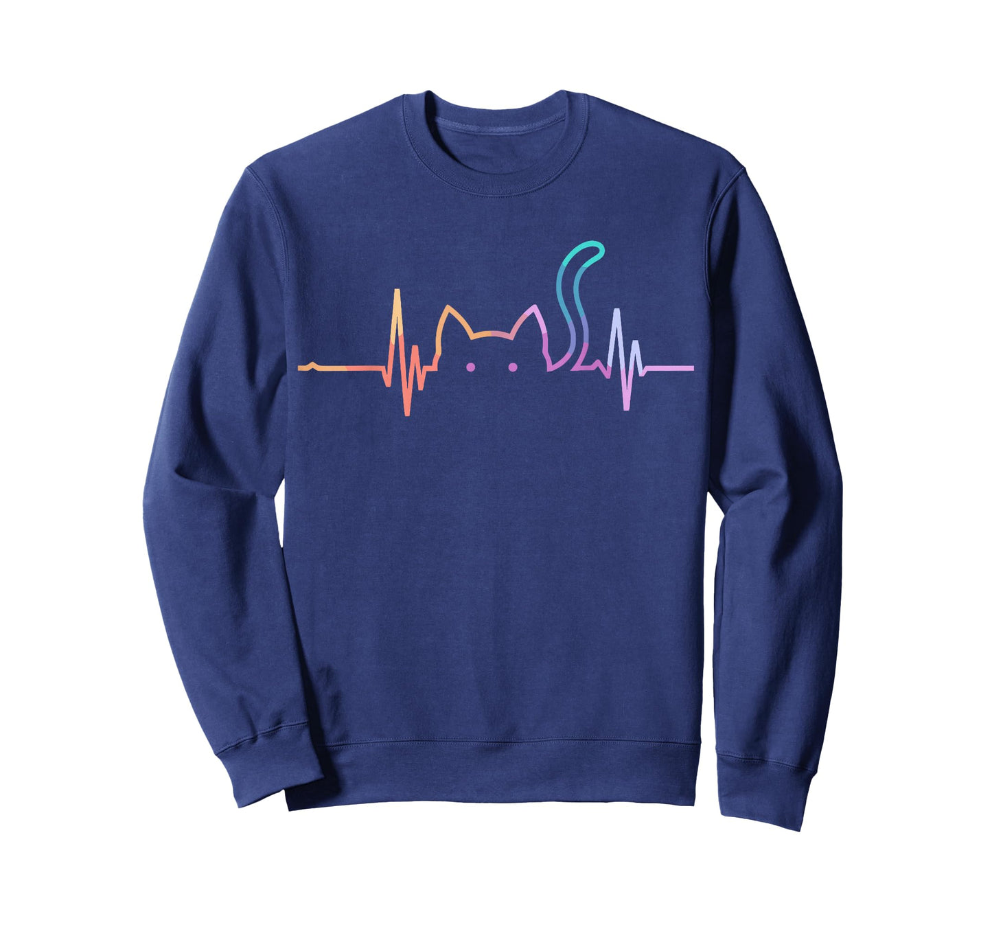 Cat Lover Graphic Heartbeat Silhouette Cute Funny Cat Men Women Girls Kids T-Shirt