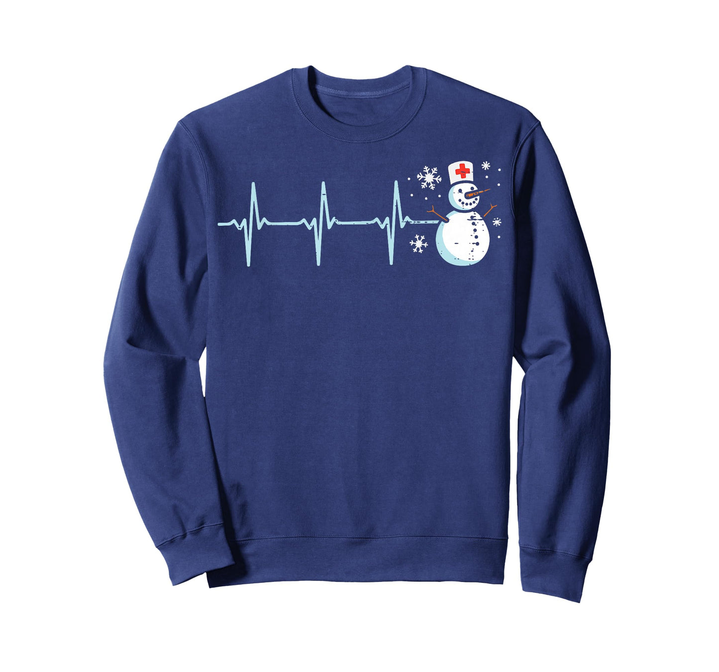 Christmas Heartbeat Snowman Nurse Xmas Scrub Top Women Men T-Shirt