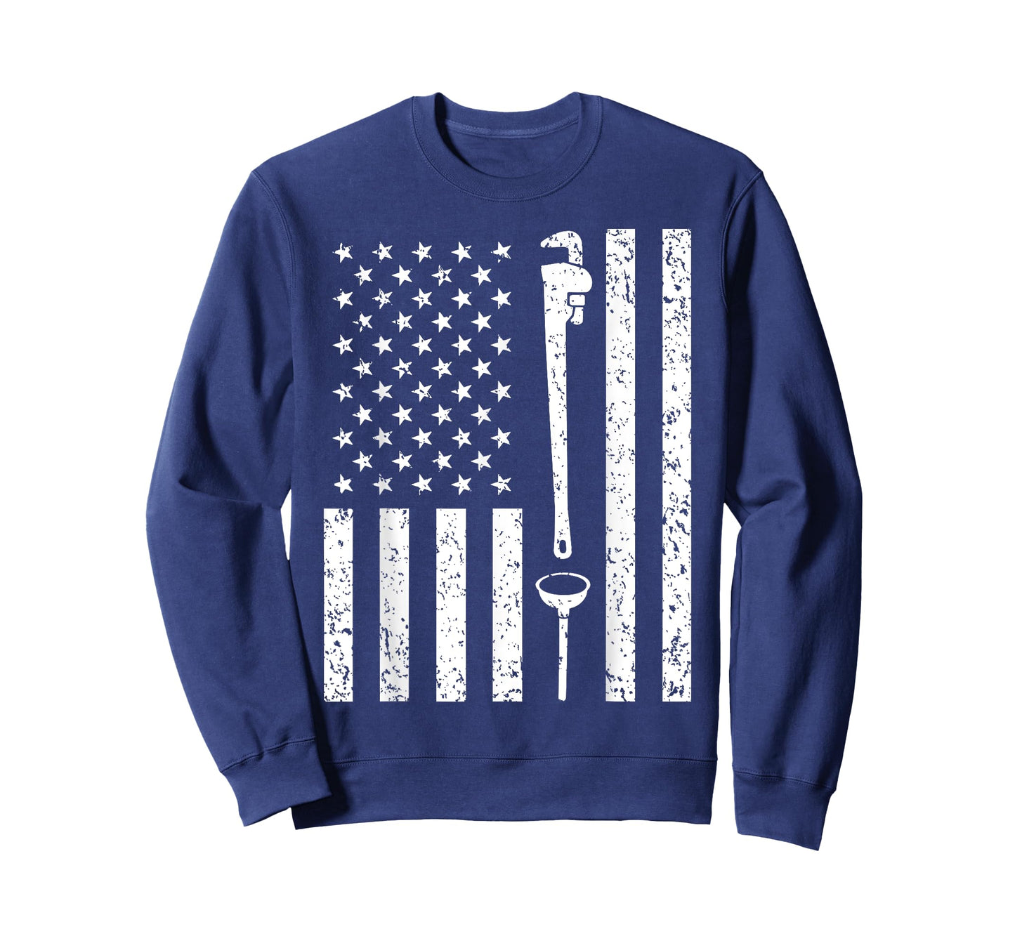 American Flag Plumber Vintage Plumbing Worker Men Funny Gift T-Shirt