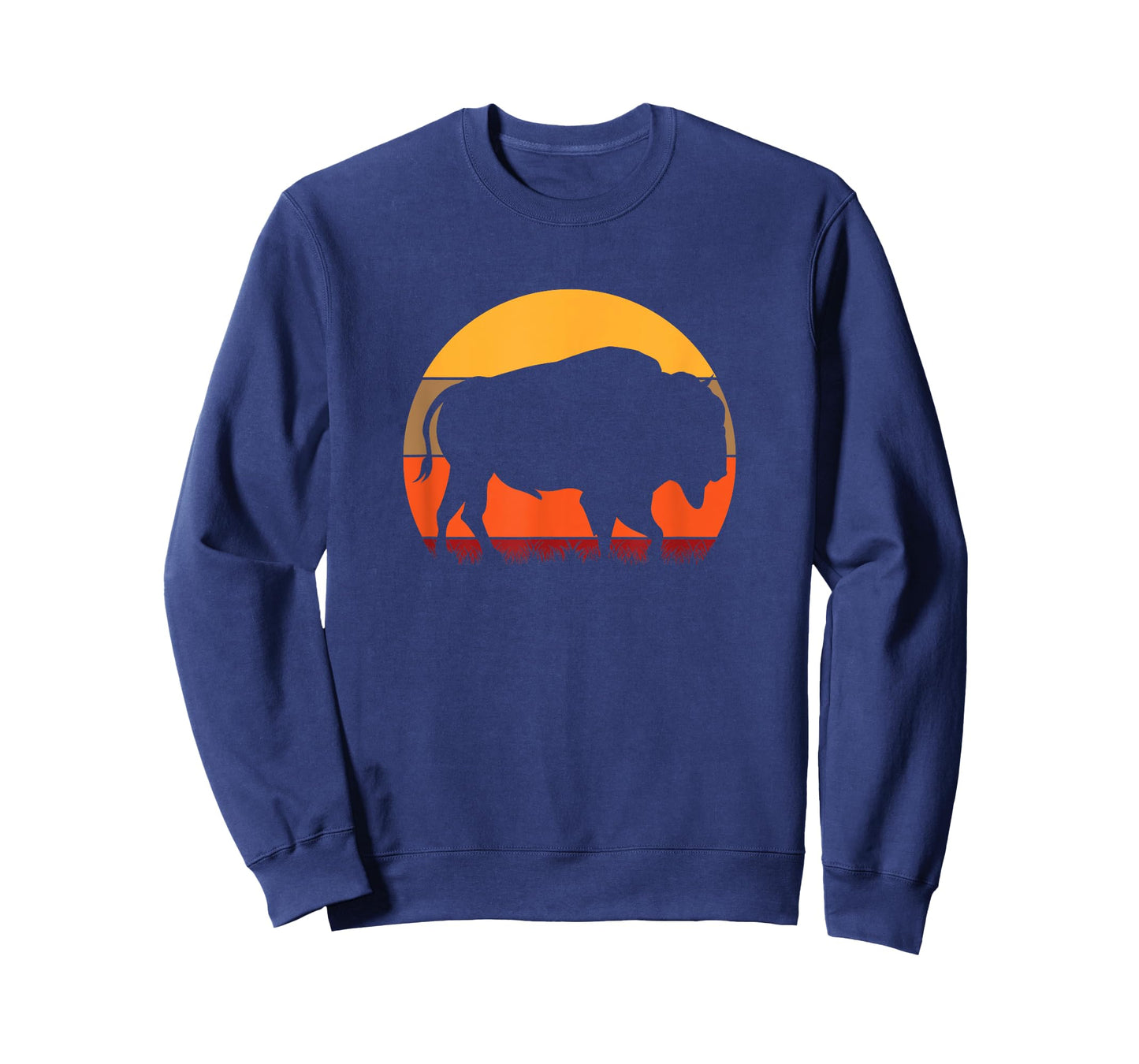 Bison - Great American Buffalo With A Vintage Retro Sunset T-Shirt