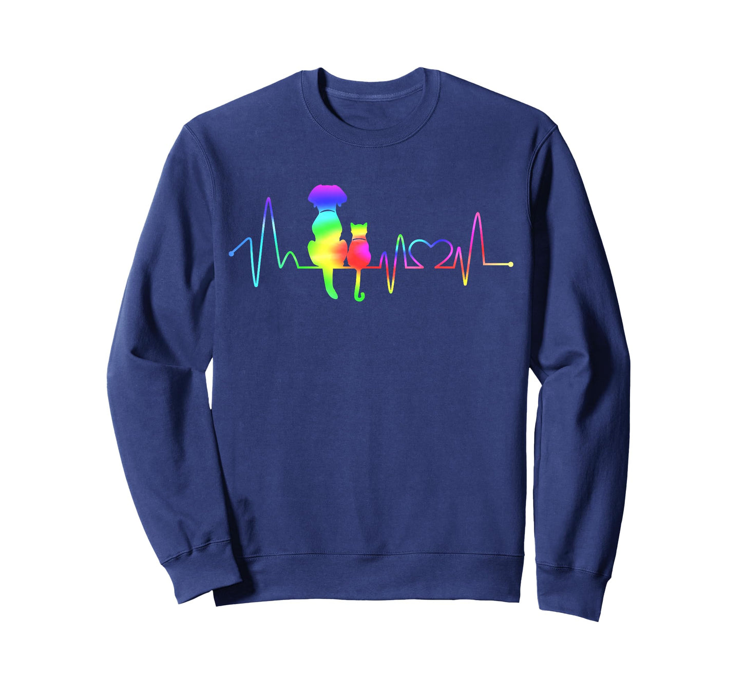 Heartbeat Cute Cat Dog Lover Animal Silhouette Vet Tech T-Shirt