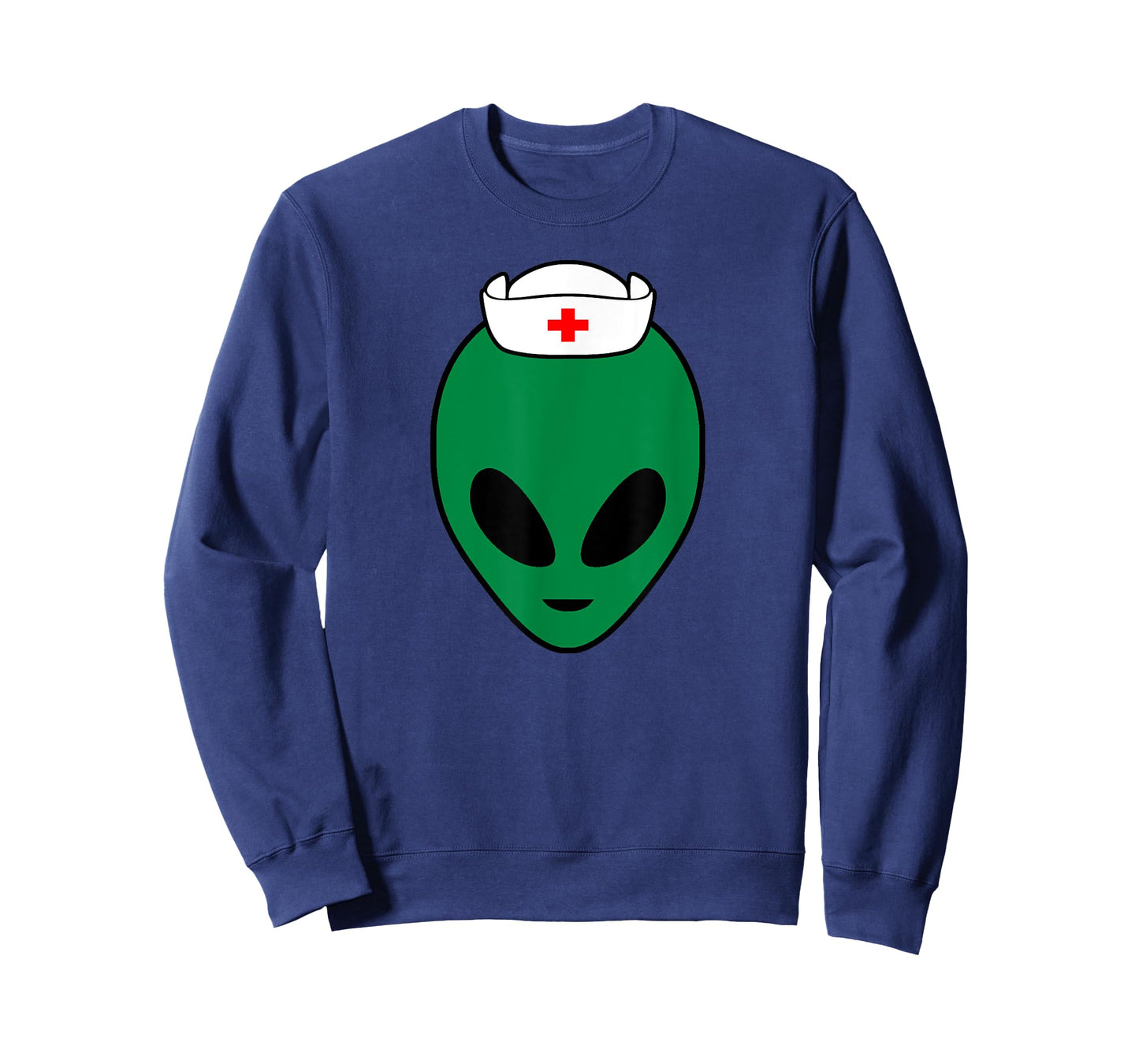Cool Green Alien Head With Nurse's Hat Funny - Nurse Alien T-Shirt