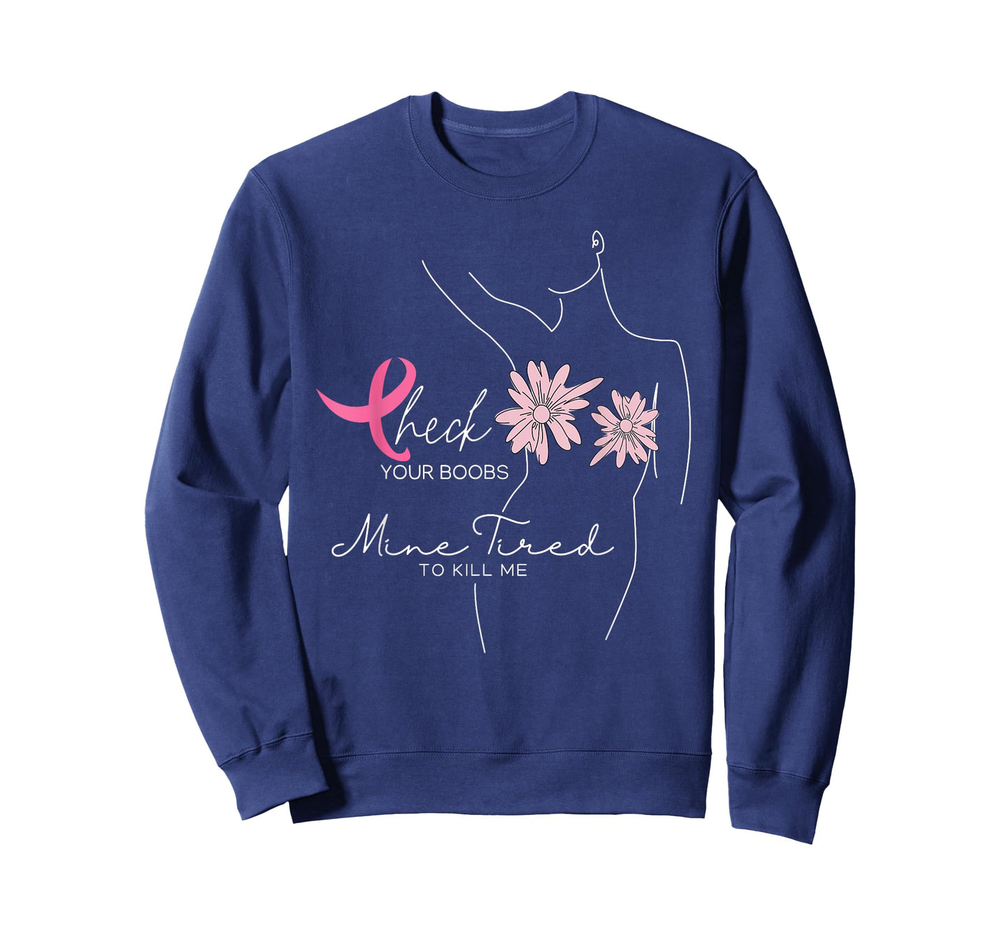 Check Your Boobs Mine Tried To Kill Me Halloween Pink Ribbon T-Shirt