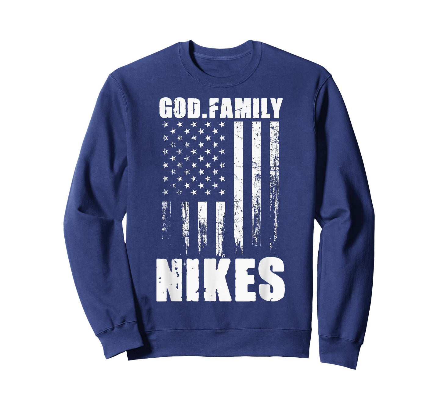 Notre Dame Nikes God. Family. Vintage USA Flag T-Shirt