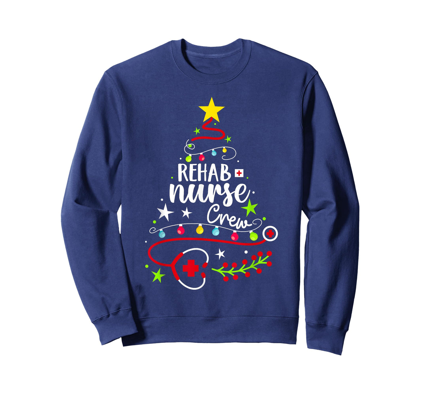 Christmas Nurse Cute Xmas Stethoscope Tree Rehab Nurse Crew T-Shirt