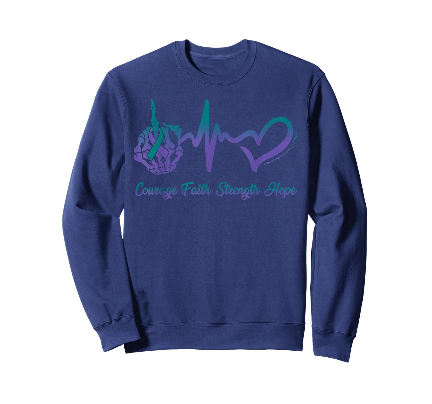Courage Faith Strength Hope Purple Green Ribbon Anal Cancer T-Shirt