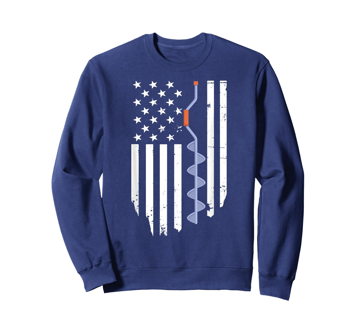 Ice Fishing Retro American Flag USA Fishermen Eskimo Winter T-Shirt
