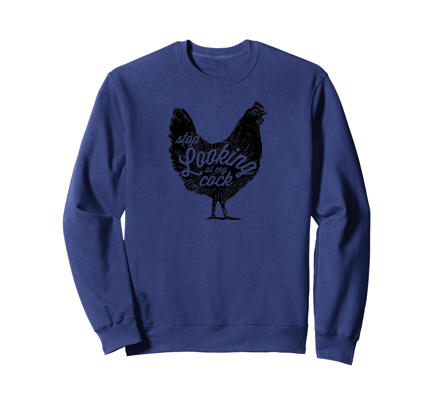 "Stop looking at my cock!" in distressed black T-Shirt
