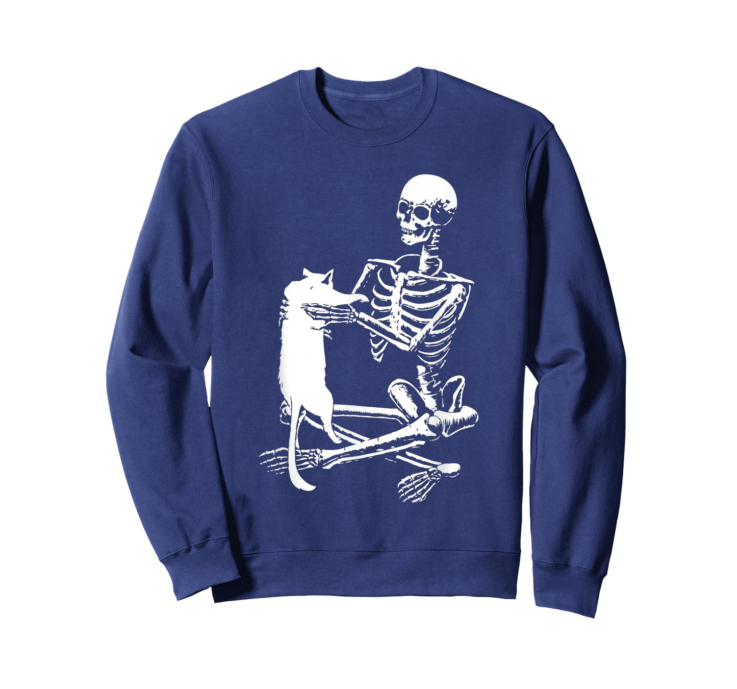 Skeleton Holding A Cat Shirt Lazy Halloween Costume Skull T-Shirt