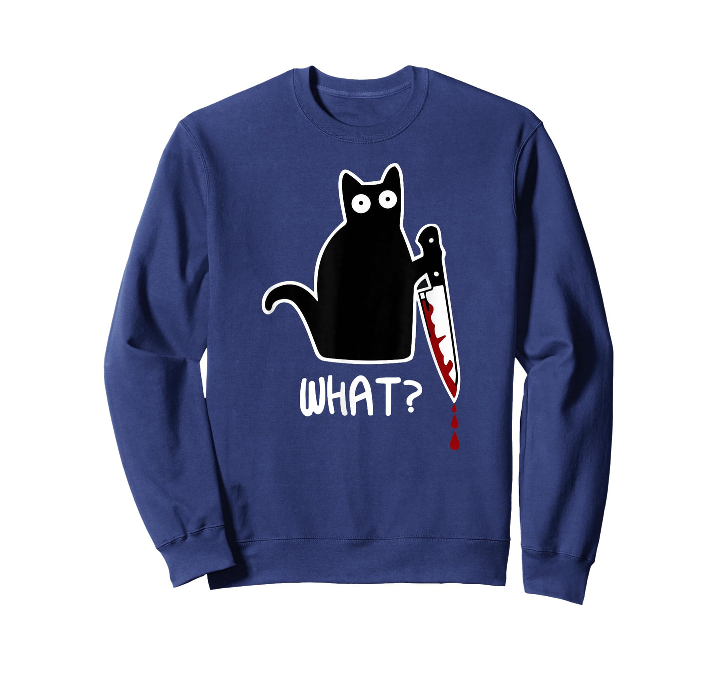 Funny Black What Cat - Murderous Kitty Cat with Knife T-Shirt for Men Women