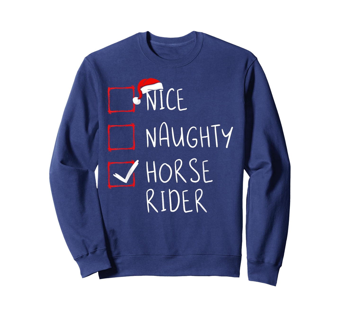 Nice Naughty Horse Rider List Christmas Santa Claus T-Shirt