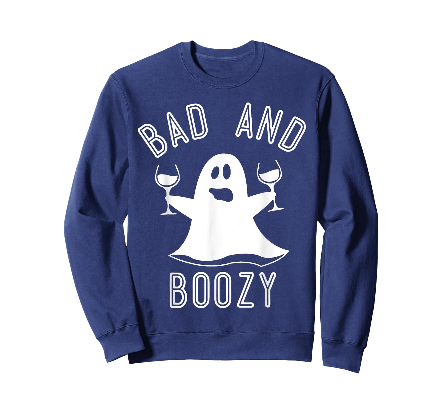 Bad And Boozy Ghost Drinks Wine Halloween Shirt T-Shirt