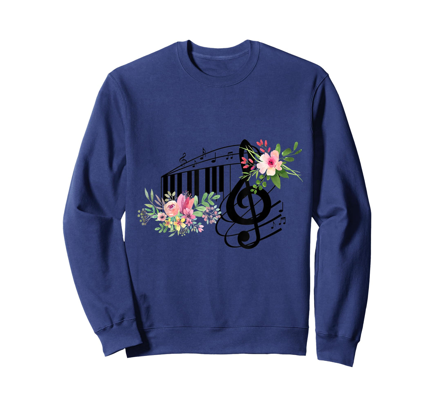 Cut Music Teacher Shirt with a Piano Keys, Notes and Flowers T-Shirt