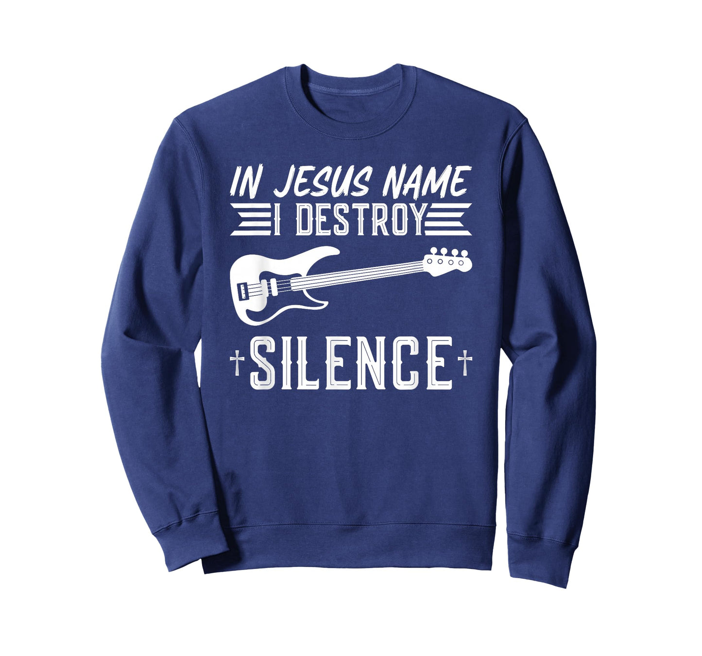In Jesus Name I Destroy Silence Worship Electric Bass Guitar T-Shirt