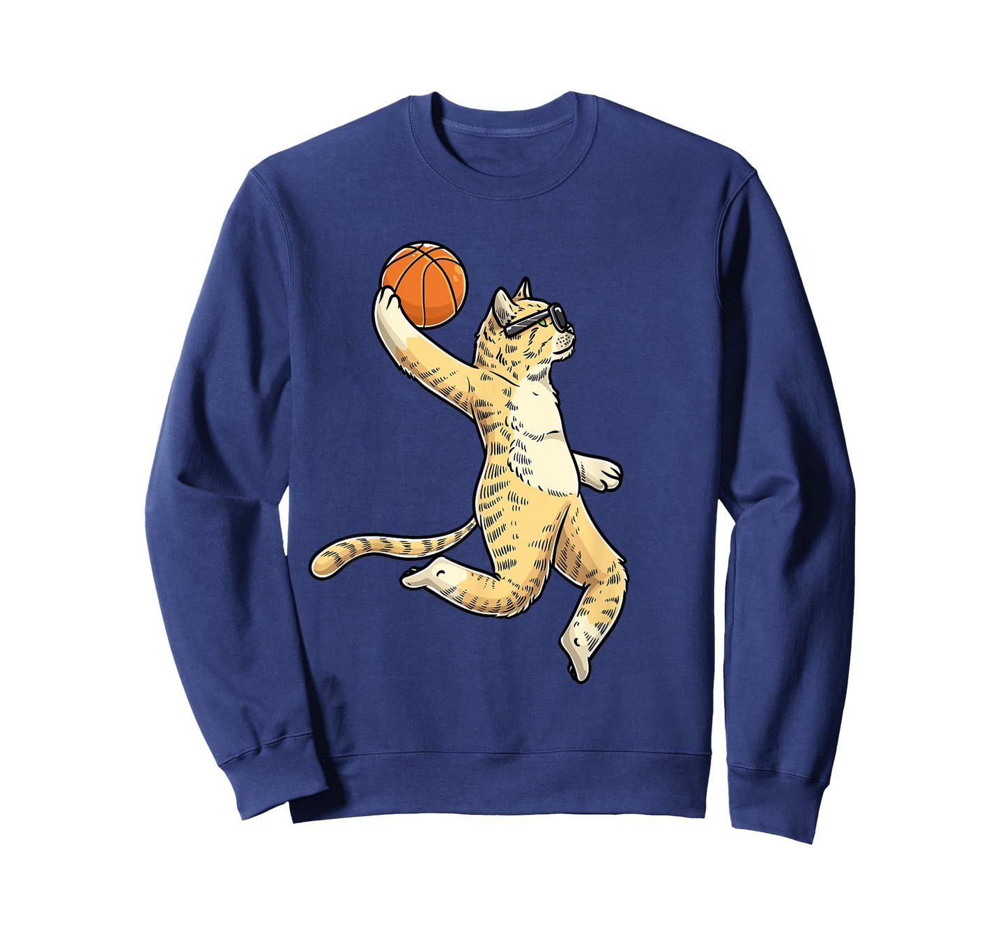 Cat With Basketball Ball Basketball Player T-Shirt for Men Women Girls Kids