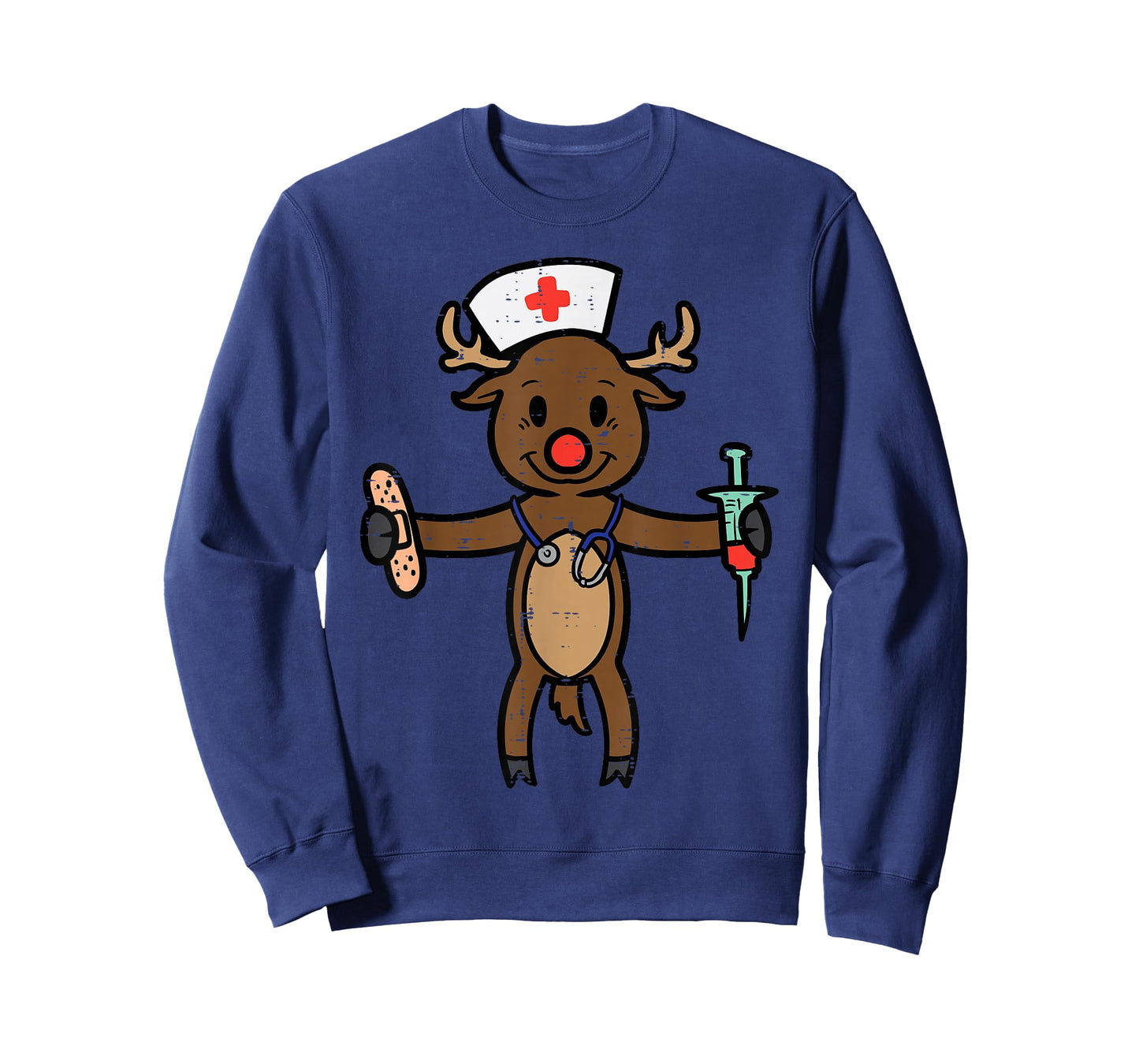 Christmas Nurse Reindeer Funny Xmas Nursing Scrub Top Women T-Shirt