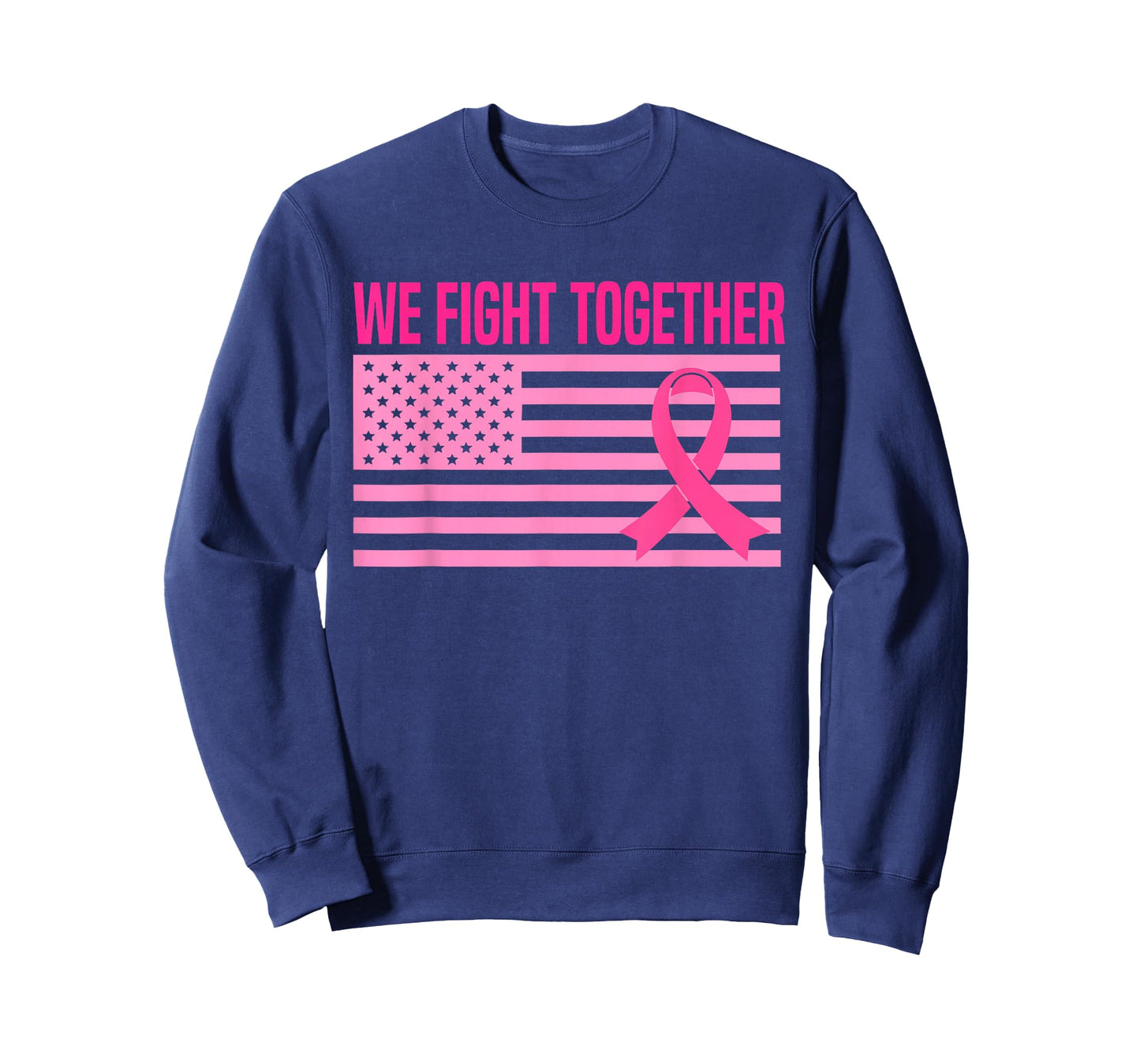 We Fight Together Breast Cancer American Flag Pink Ribbon T-Shirt