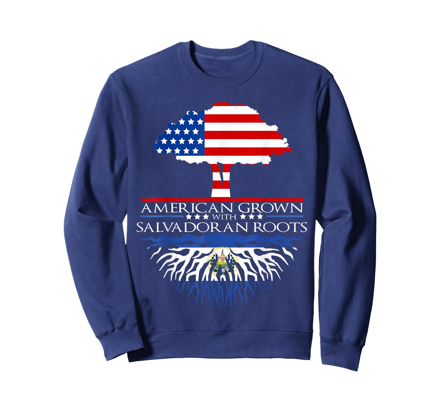Salvadoran Roots American Grown Tree Flag USA El Salvador T-Shirt