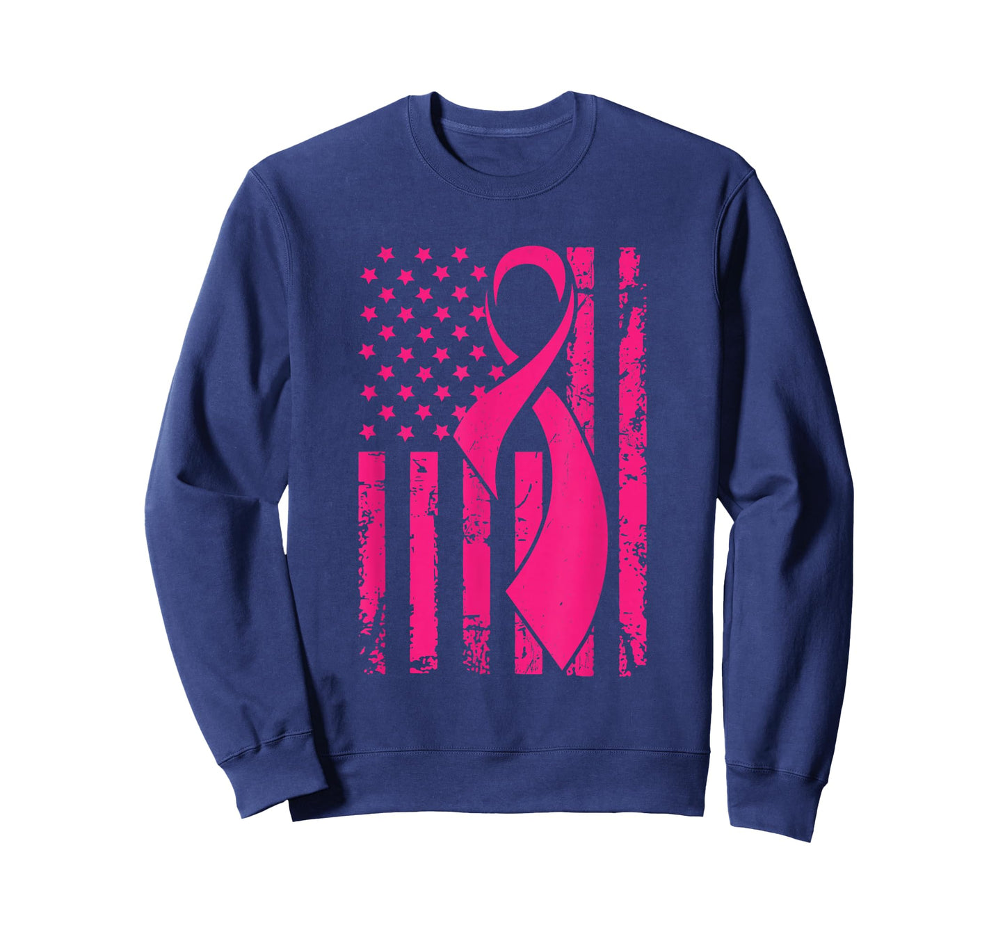 American Flag Distressed Breast Cancer Awareness T-shirt T-Shirt