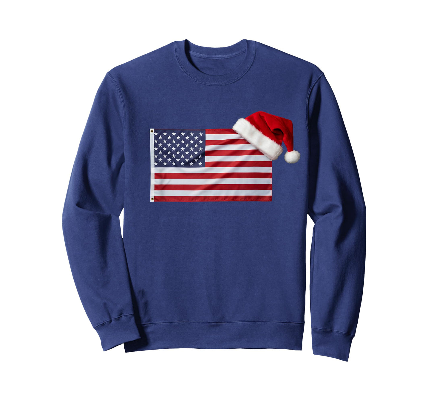 American Flag Santa Hat Funny Patriotic Christmas USA T-Shirt