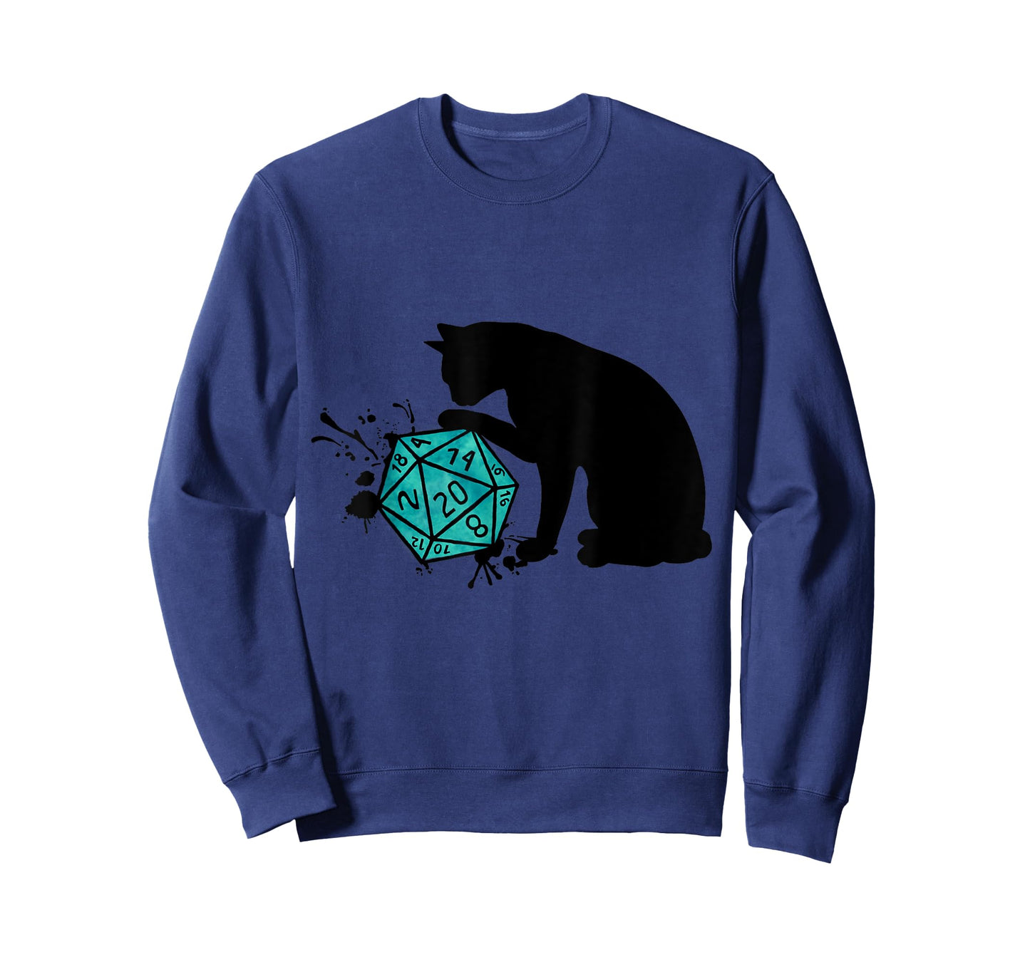 Nerdy Cat with D20 Cube - Cat Lovers T-Shirt