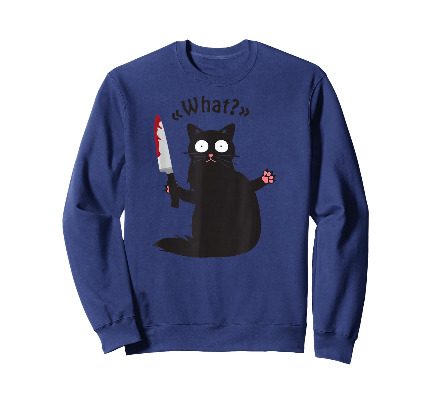Cat What? Funny Black Cat Fun Murderous Cat with Knife T-Shirt