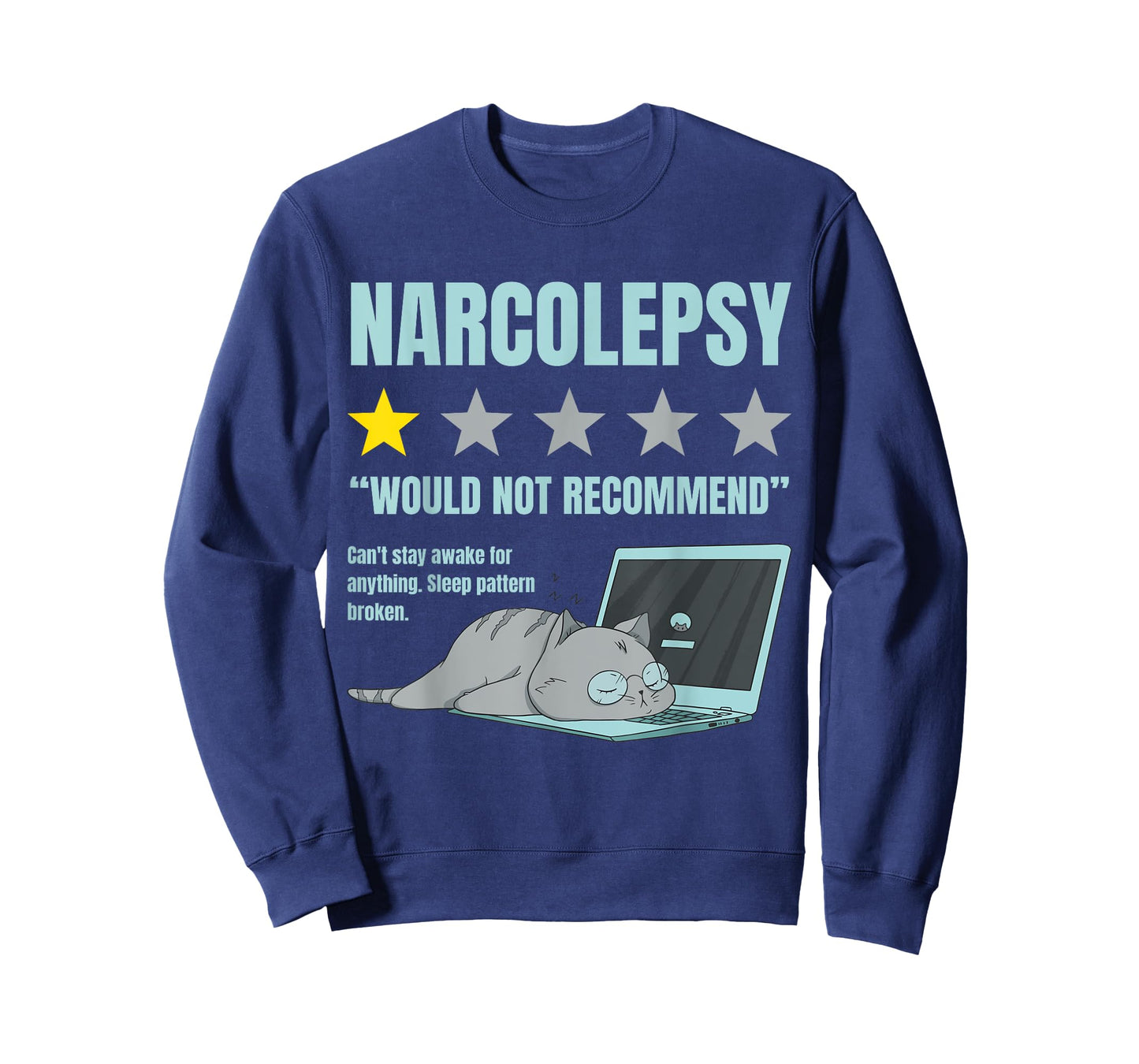 Narcolepsy Shirt Designs by ZAR - Narcolepsy Awareness, Funny Cat Design, Black Unisex Adult T-Shirt, Small