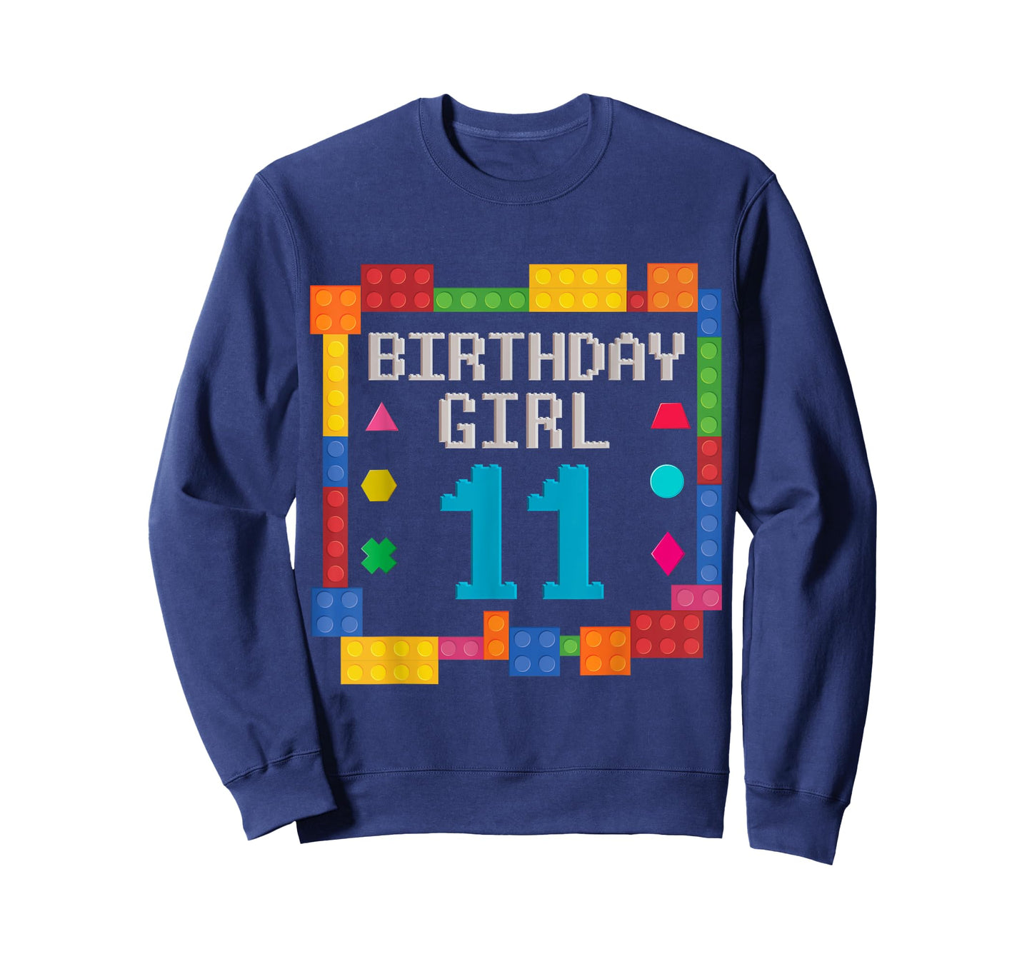 Cute 11th Birthday Gift 11 Years Old Block Building Girl Kid T-Shirt