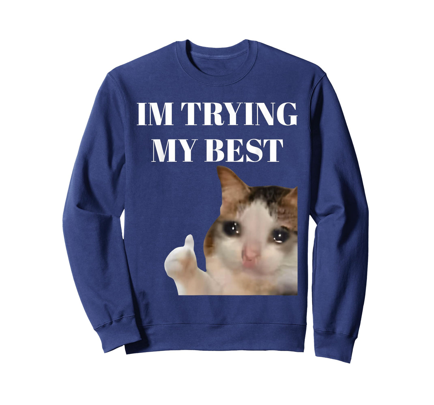 I'm Trying My Best Funny Crying Cat Meme for Men Women Kids T-Shirt