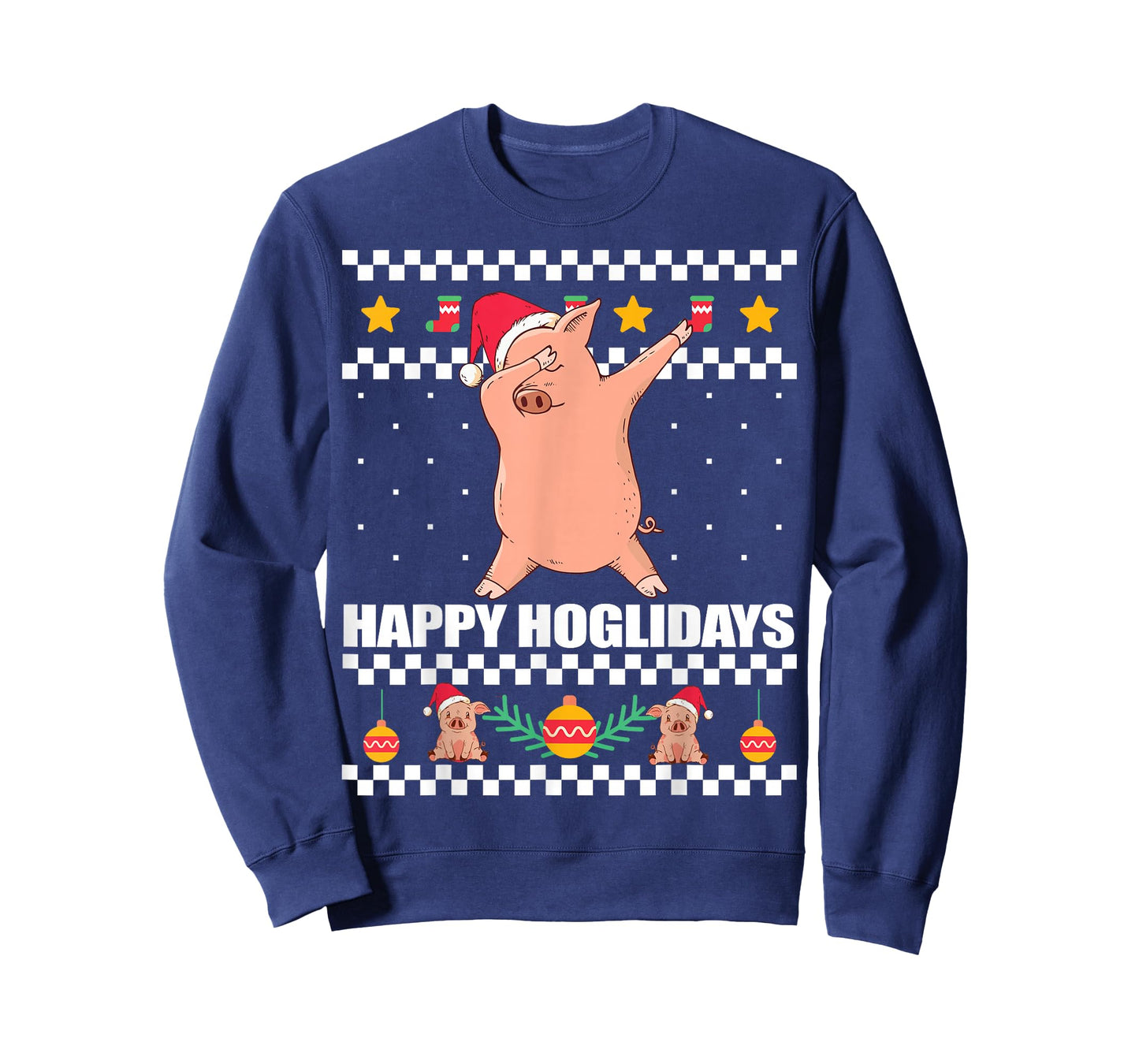 HAPPY HOGLIDAYS Ugly Christmas Sweater Xmas Pig Dabbing Meme T-Shirt