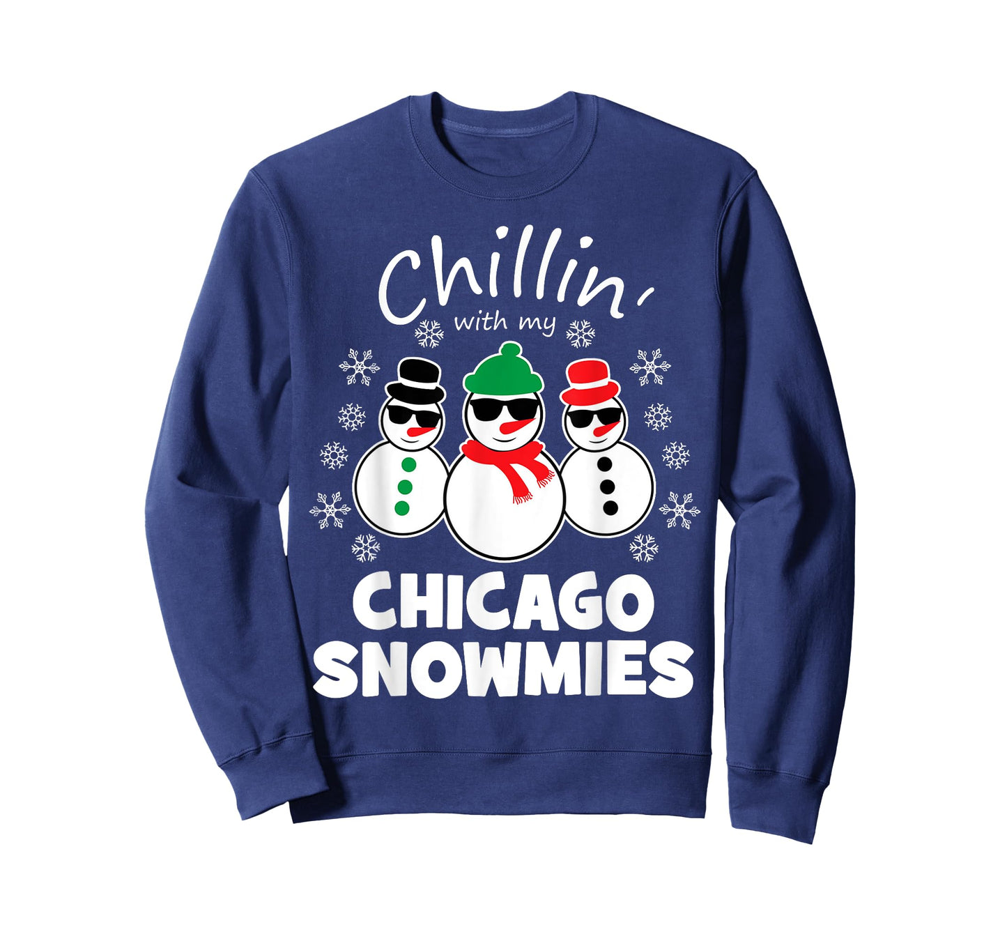 Chillin With My Chicago Snowmies Funny Christmas T-Shirt