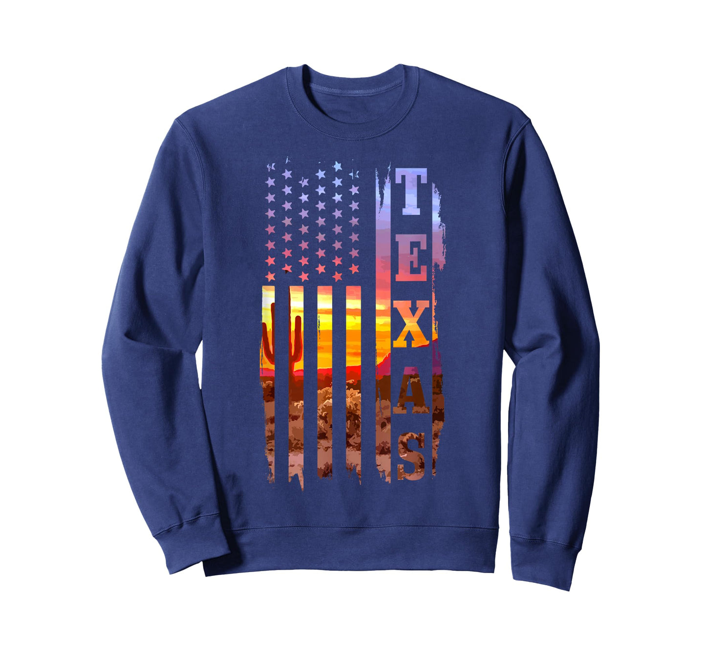 Texas American Flag Pride Landscape Cactus T-Shirt