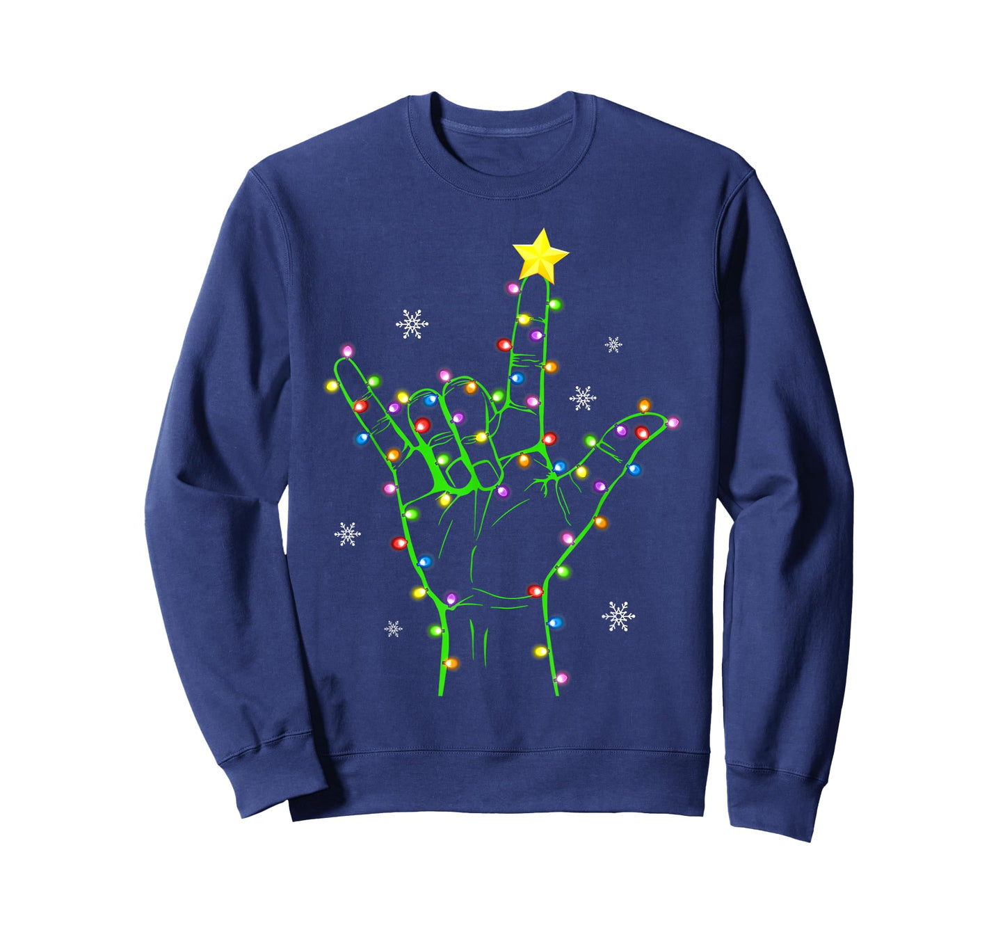 ASL Christmas Christmas Tree Lights American Sign Language T-Shirt