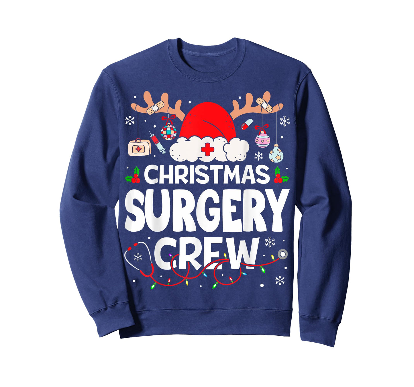 Christmas Surgery Crew Reindeer Santa Surgical Nurse T-Shirt