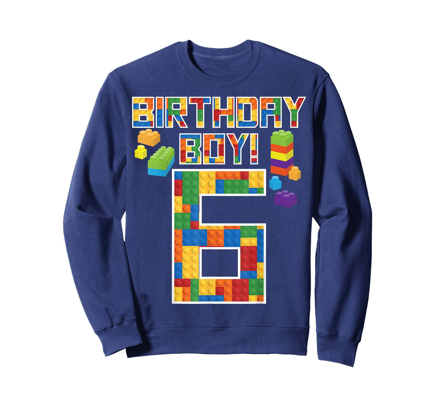 Cute 6th Birthday Gift 6 Years Old Block Building Boys Kids T-Shirt