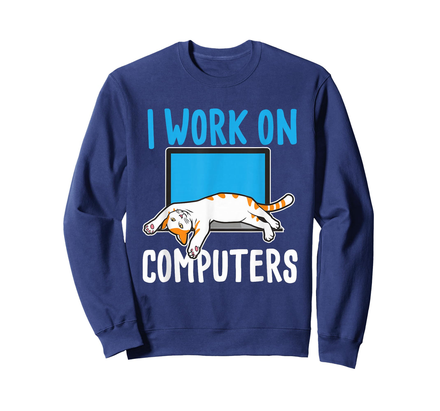 I Work On Computers - Funny Cat Lover Kitten Kitty T-Shirt Small