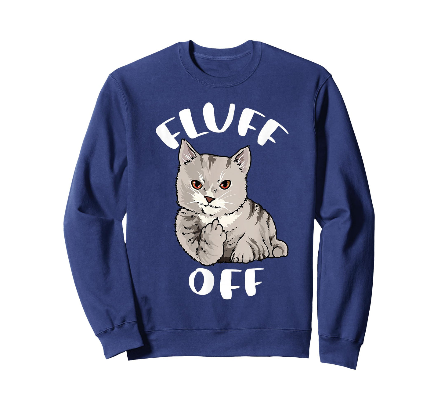 Funny Cat Flipping Off Middle Finger Fluff Off Anti People T-Shirt