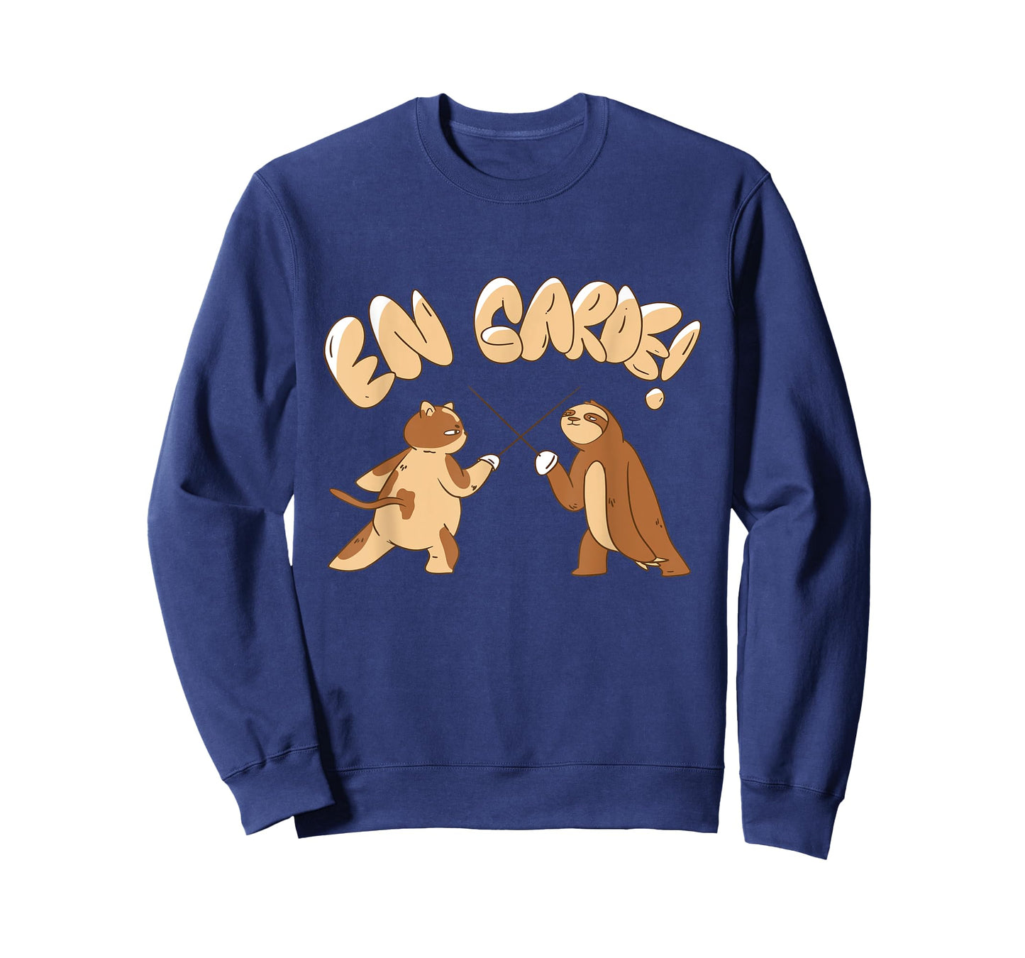 Funny Fencing En Garde Sloth Cat Epee Sabre Sword Fencer T-Shirt for Men Women Girls Kids